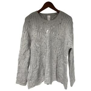 WynneCollection Women's Easy Elegance Sequin Sweater Gray - Regular